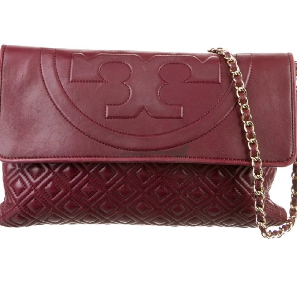 Tory Burch Elegant Burgundy Chain Shoulder Bag
